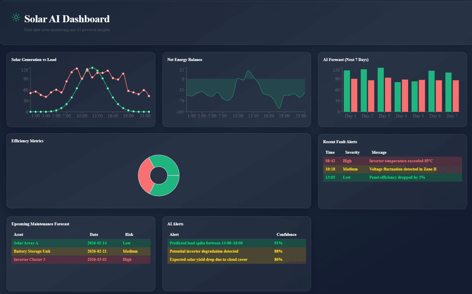 AI solar operations dashboard